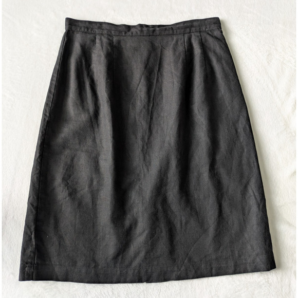 JRT Skirt Womens‎ 10 Black Linen Cotton Lined Skirt Vintage Classic Officecore - Picture 1 of 7